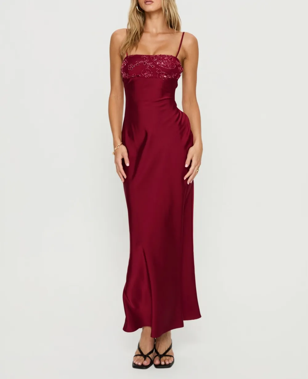 Tie Back Satin Look Maxi Dress