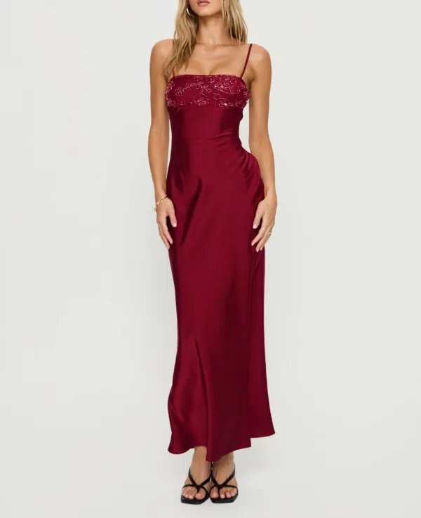 Tie Back Satin Look Maxi Dress