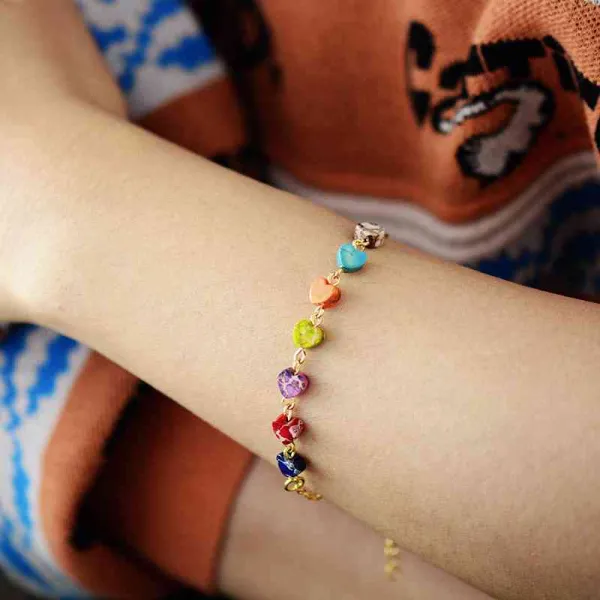 Heart Stone Bead Bracelet