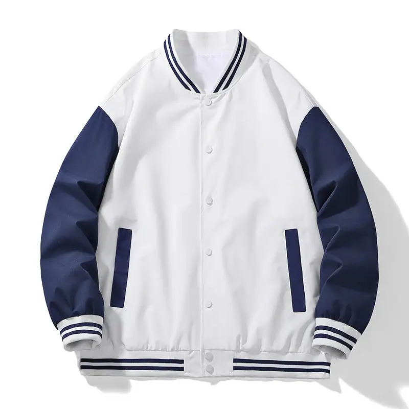 Everyday Varsity Snap Front Ribbed Trim Bomber Jacket