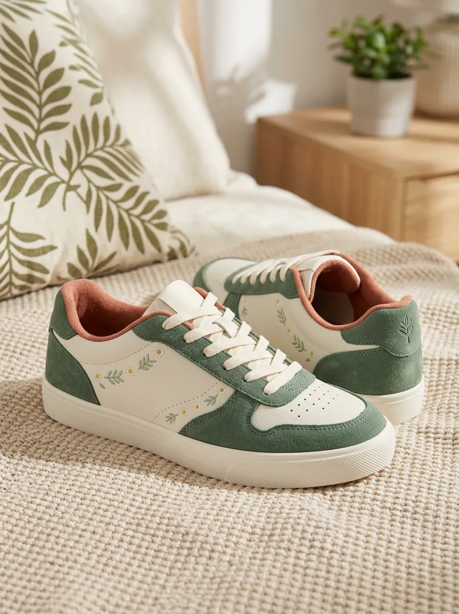 Women's Floral Daisy Leaf Printed Sneakers