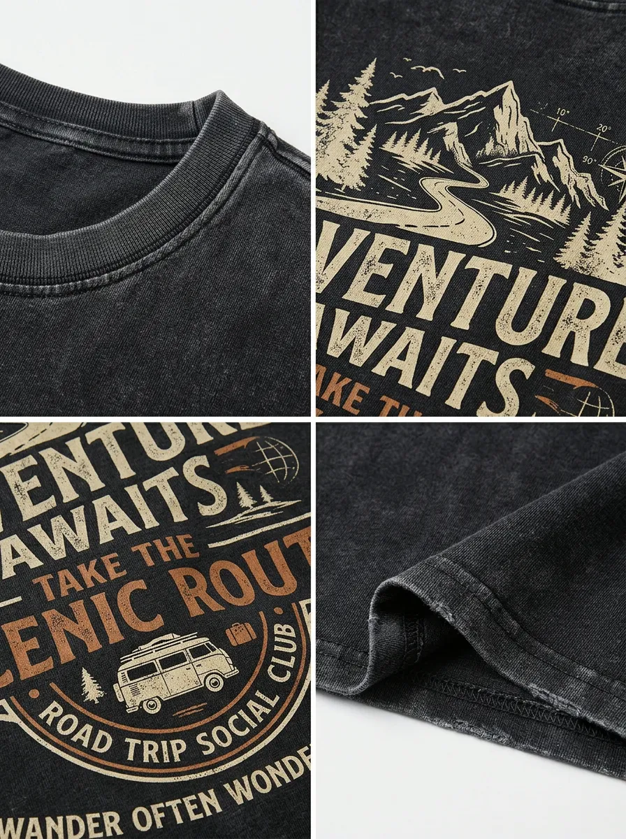 Unisex Adventure Road Trip Mountain Van Printed T-shirt