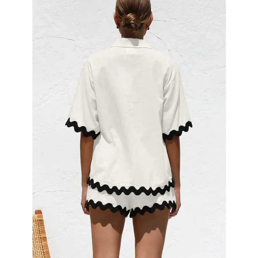 Everyday Contrast Trim Half Sleeve Top and Shorts Set