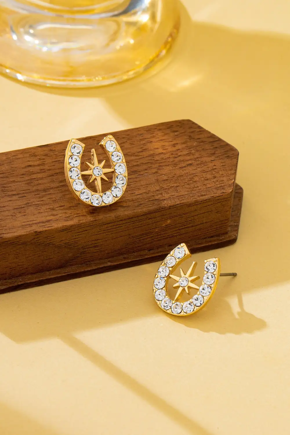 Pave Crystal Horseshoe Star Stud