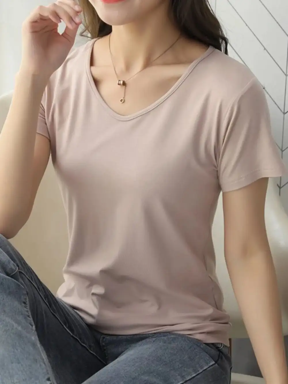 Easy-Wear V-Neck Short-Sleeve T-Shirt
