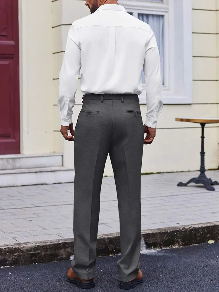 Casual Flat Front Expandable Waist Dress Pants