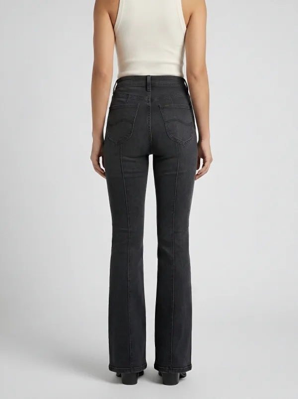High-Waist Seamed Women's High-Waist Stretch Flare Jeans
