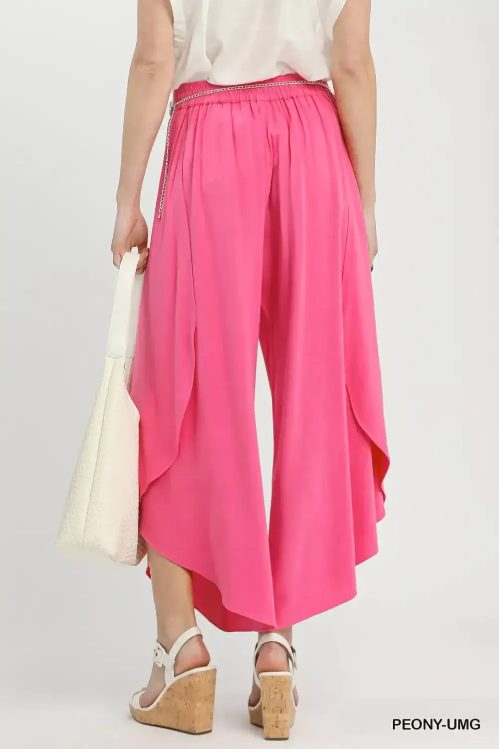 Classic Flowy Asymmetrical Hem Wide Leg Pants