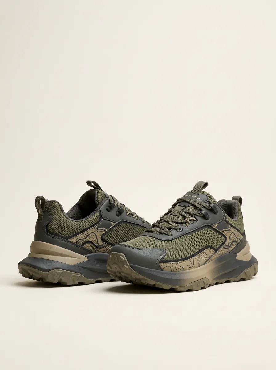 Low-Profile Hiking-Inspired Topographic Casual Sneakers
