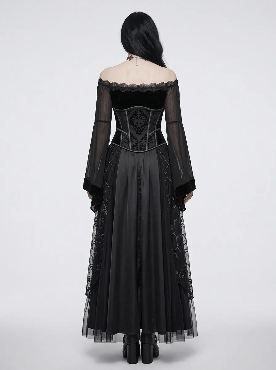 Midnight Victorian Corset Lace Statement Women's Gothic Dress