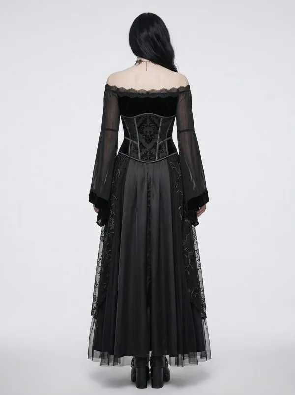 Midnight Victorian Corset Lace Statement Women's Gothic Dress