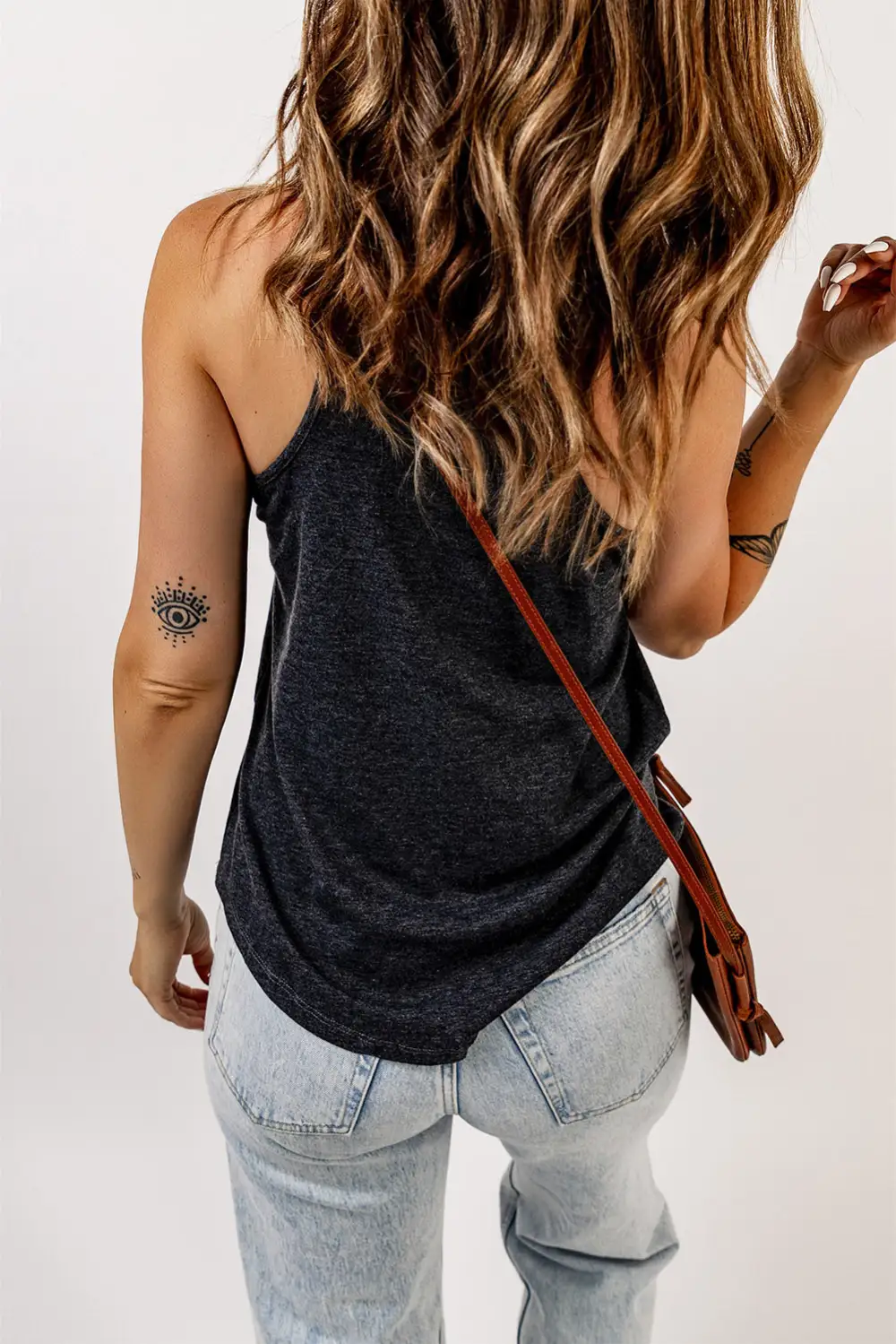 V Neck Racerback Tank Top Pocket