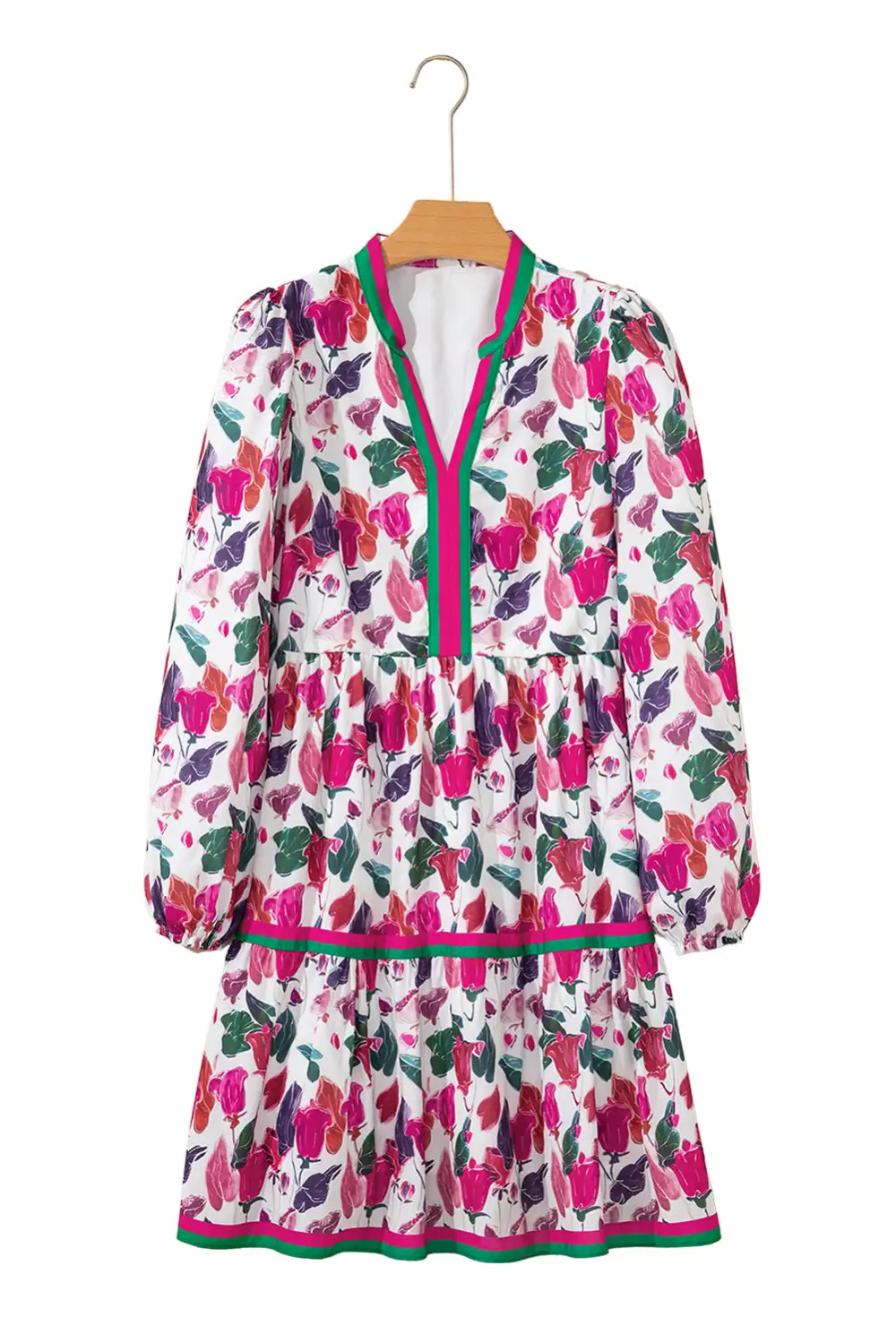 Finish Floral Striped Long Sleeve Mini Dress