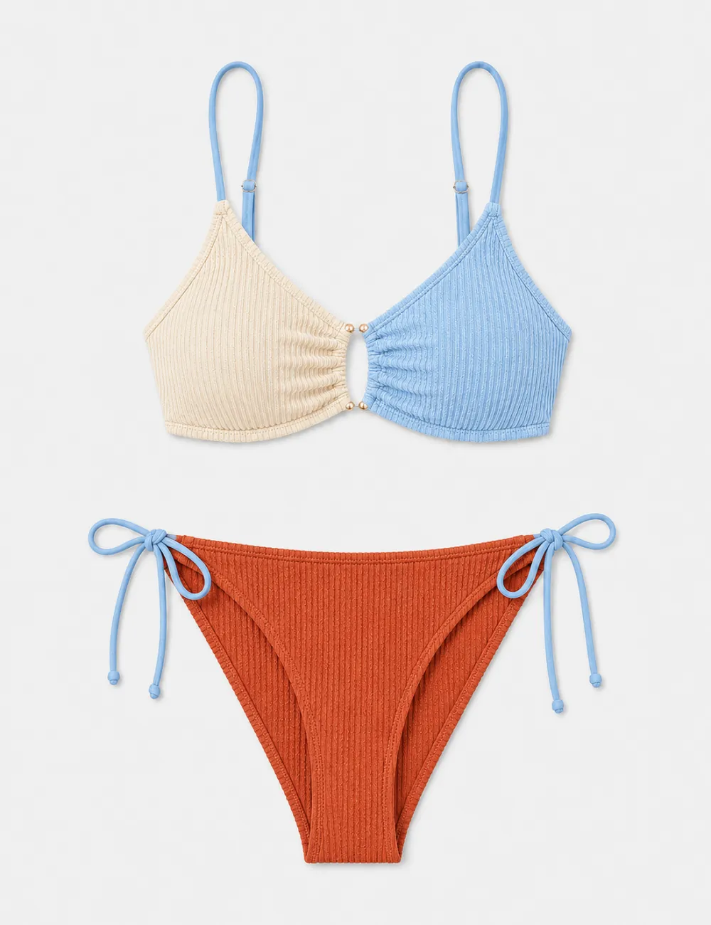 Tone Metal Accents Triangle Bikini Set