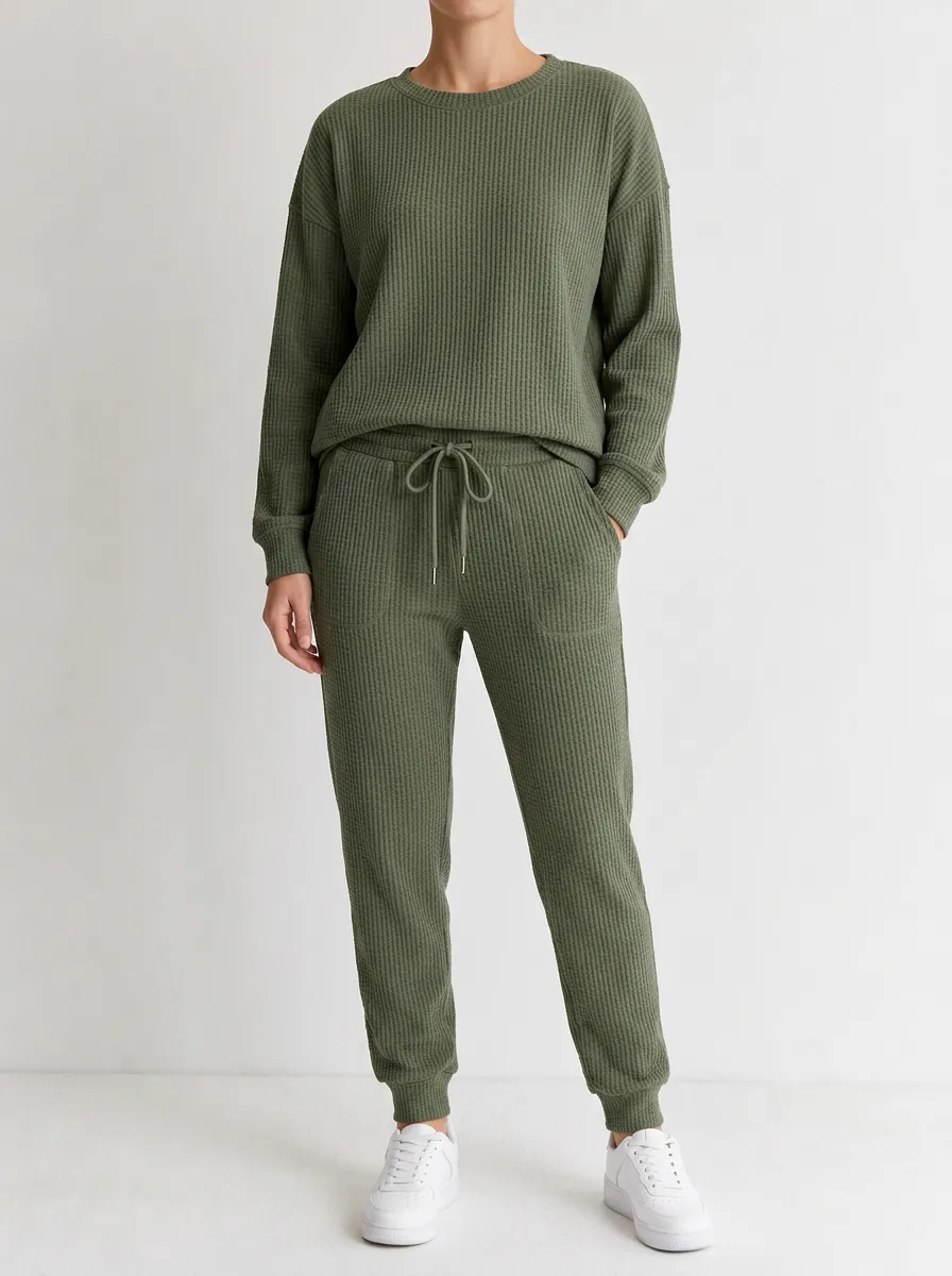 Unisex Essential Waffle Knit Long Sleeve Top