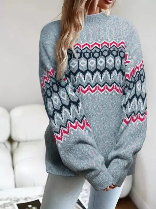Long Sleeve Geometric Sweater