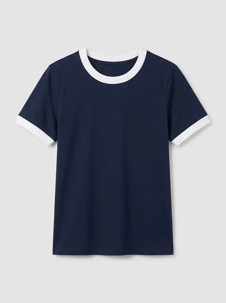 Women's Straight-Hem Crewneck Ringer T-Shirt