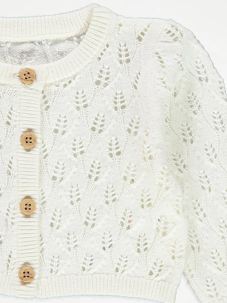 White Pointelle Cardigan