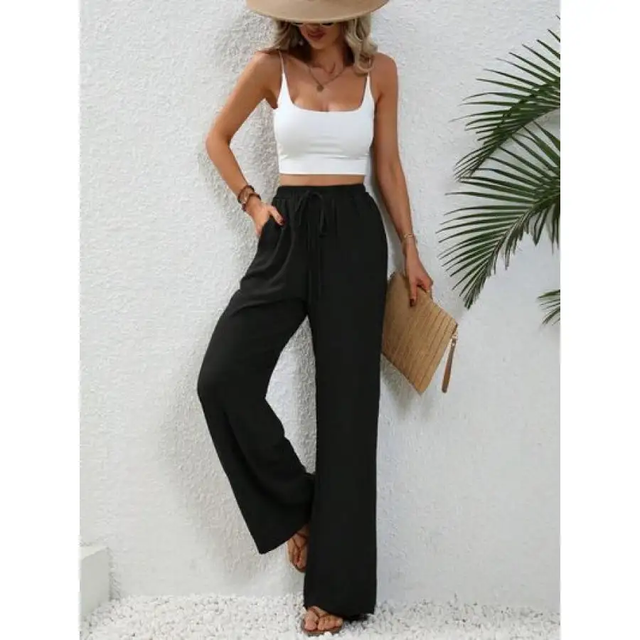 Easy Wide Leg Drawstring Pants