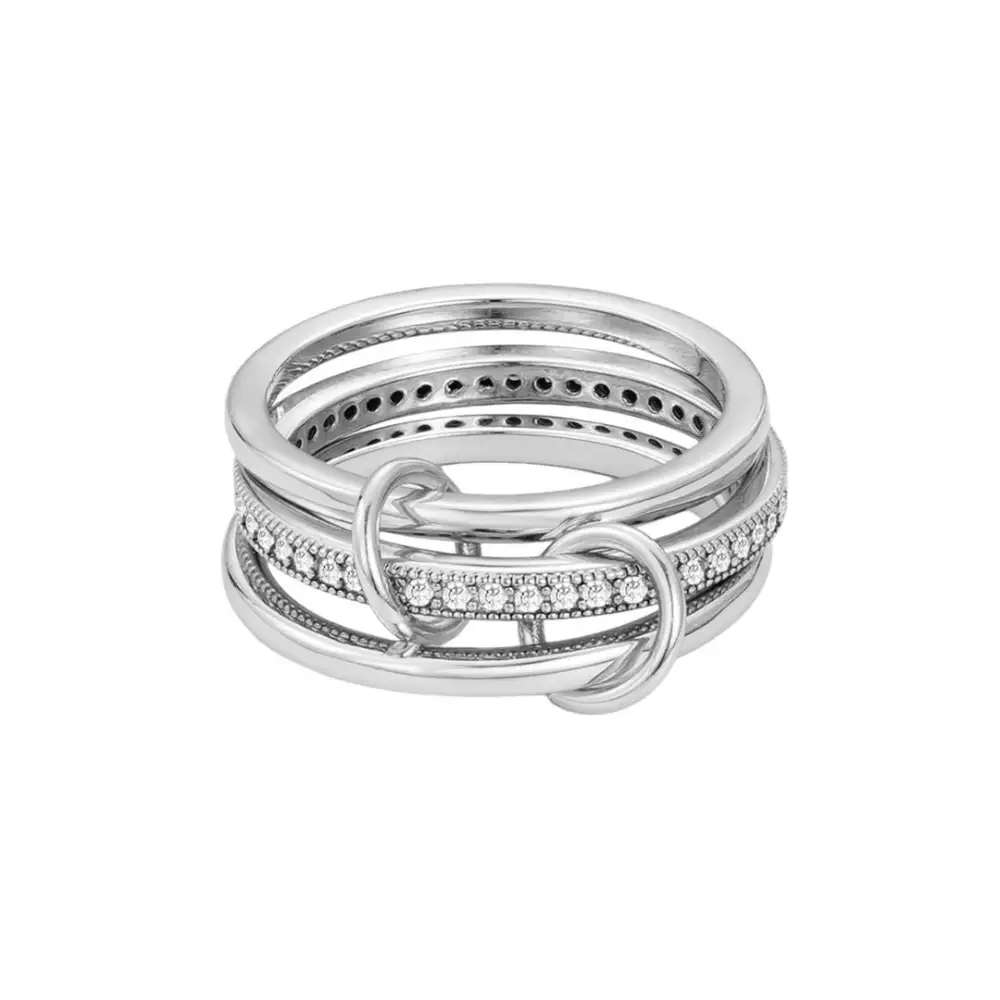 Contemporary Crystal Band Fashion Ring