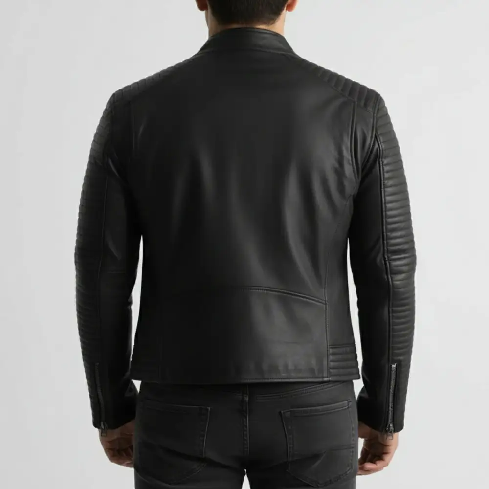 Refined Lambskin Biker Motorcycle Quilted Jacket