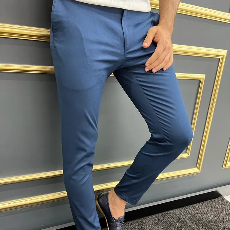 Refined Check Pattern Slim Fit Textured Pique Tailored Trousers