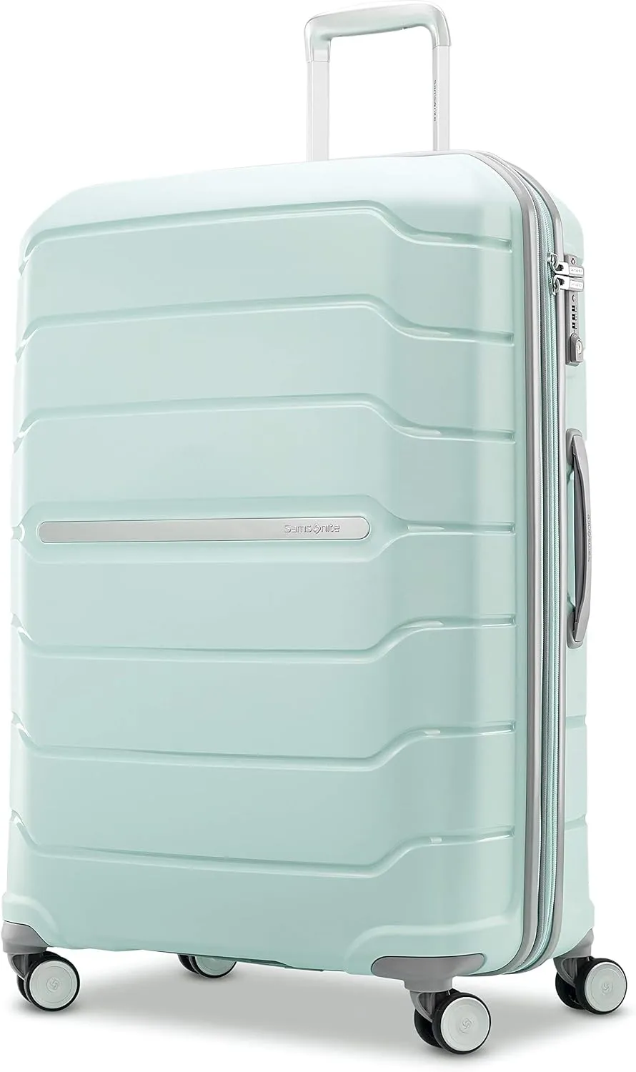 Samsonite Freeform Hardside Carry-On Luggage with Spinner Wheels - Hardshell Suitcase - TSA, Airline-Approved - Expandable Hard Shell, Smooth Rolling Wheels for Lightweight Travel - White/Grey