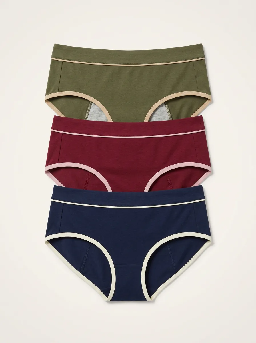 Women's 3-Pack Contrast-Piping Gusset-Panel Briefs