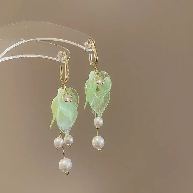 Vintage Floral Pearl Fringe Drop Earrings