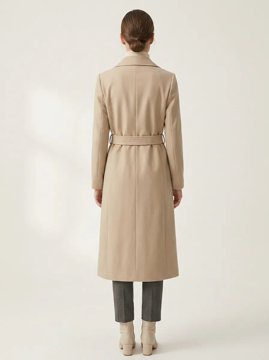 Women's Modern Belted Minimalist Long Trench Coat