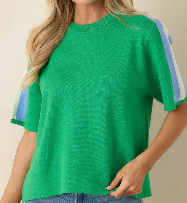 Green Multi Stripe Knit Top