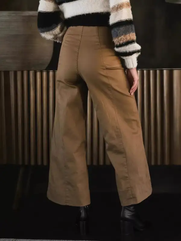 Wide Leg Cropped High Waist Casual Pants