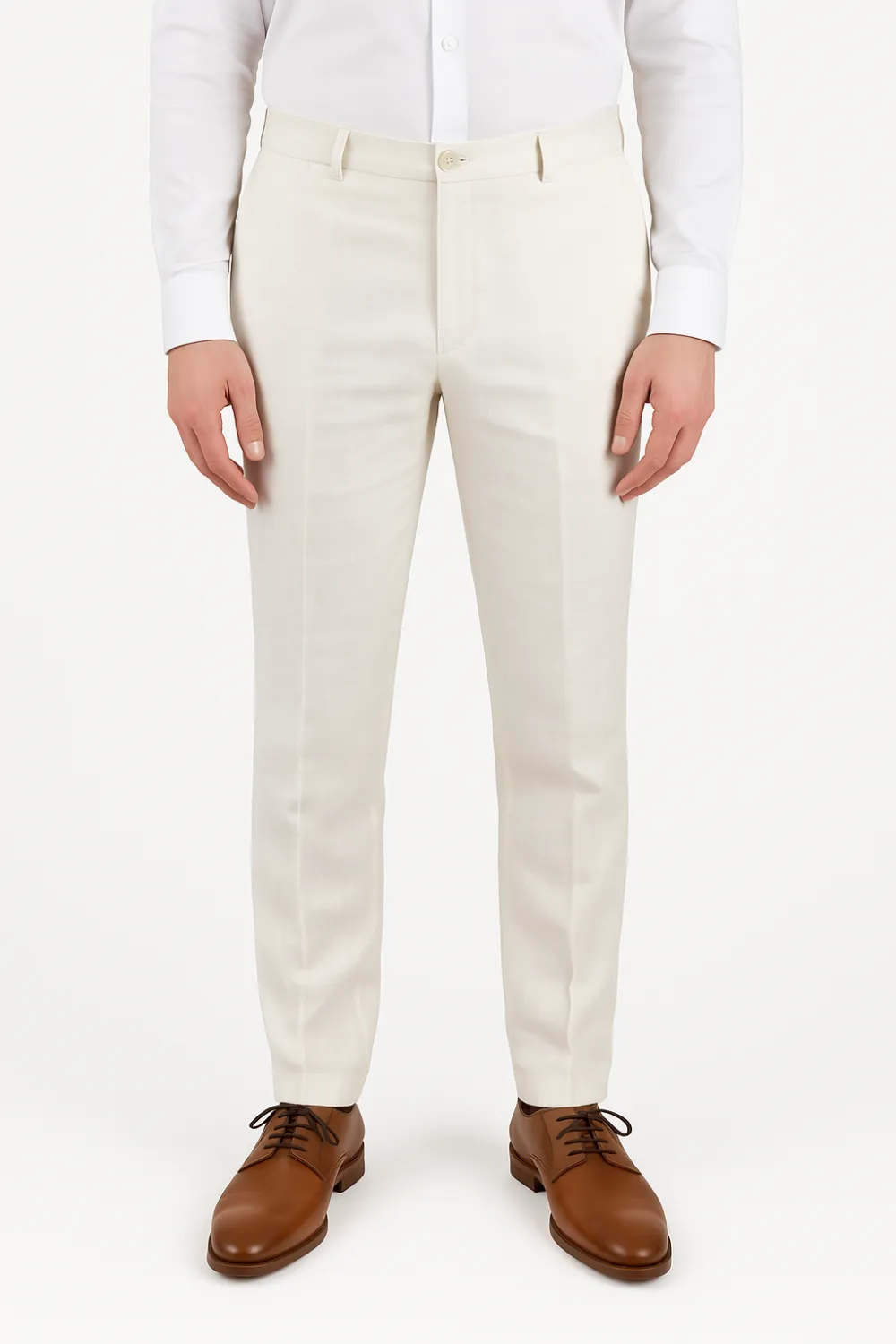Classic Linen Flat Front Regular Rise Traditional Fit Trousers