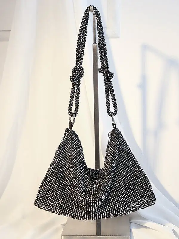Rhinestone Zip Knot Crossbody Bag