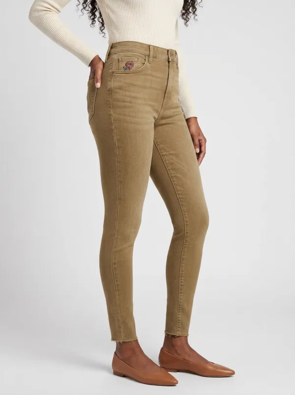 Women's Floral Rose Embroidered Black Slim Jeans