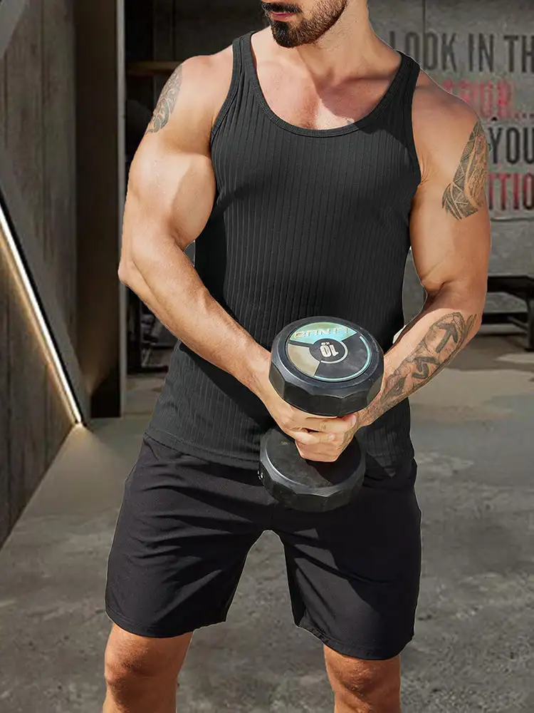 Gym Muscle Packs Ribbed Knit Tank Top