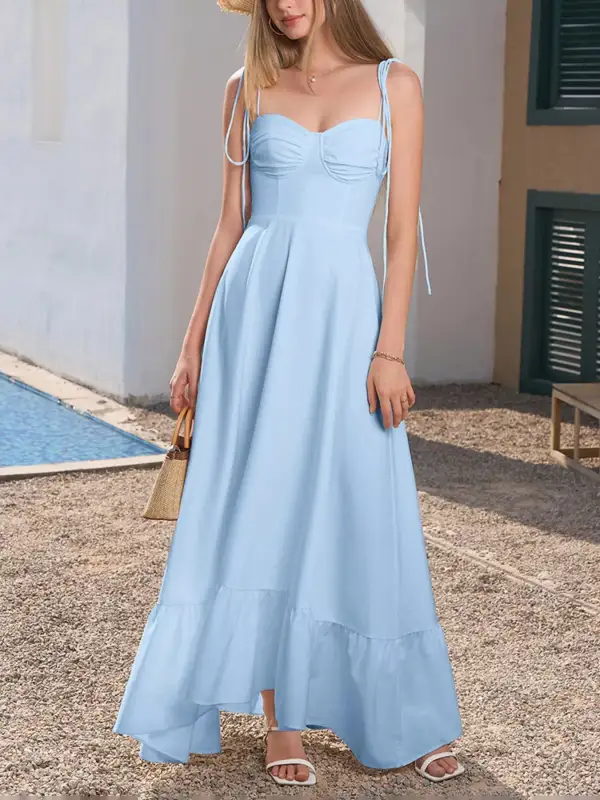 Structured Shape Ruffle Maxi Dress