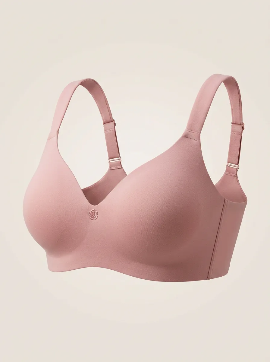 Women's Seamless Embroidered Molded-Cup Wide-Strap Bra