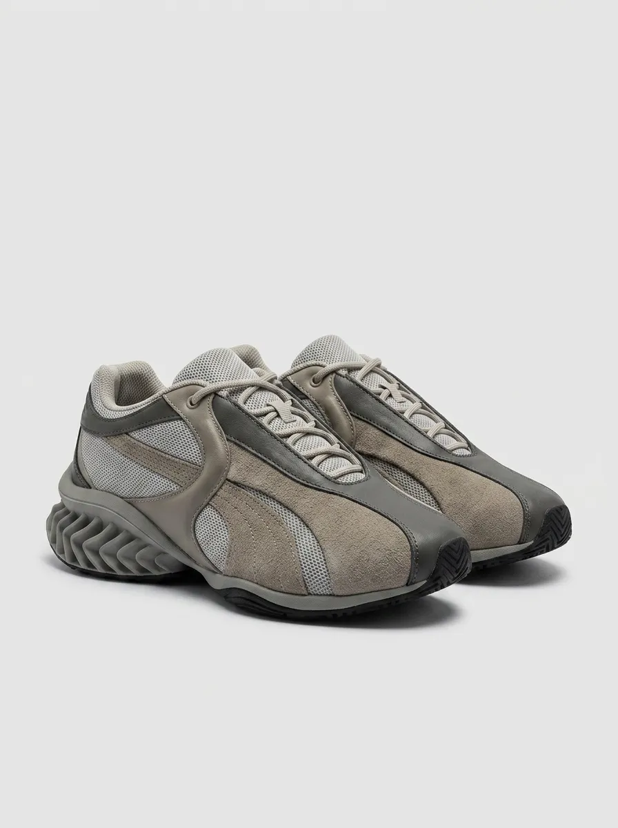 Unisex Sneaker Enthusiast Grey Suede Mesh