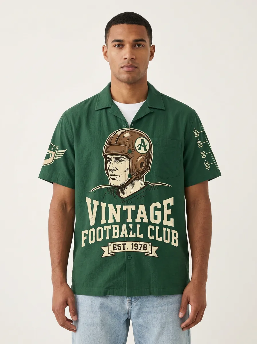 Men's Vintage Football Club Helmet Graphic Shirt