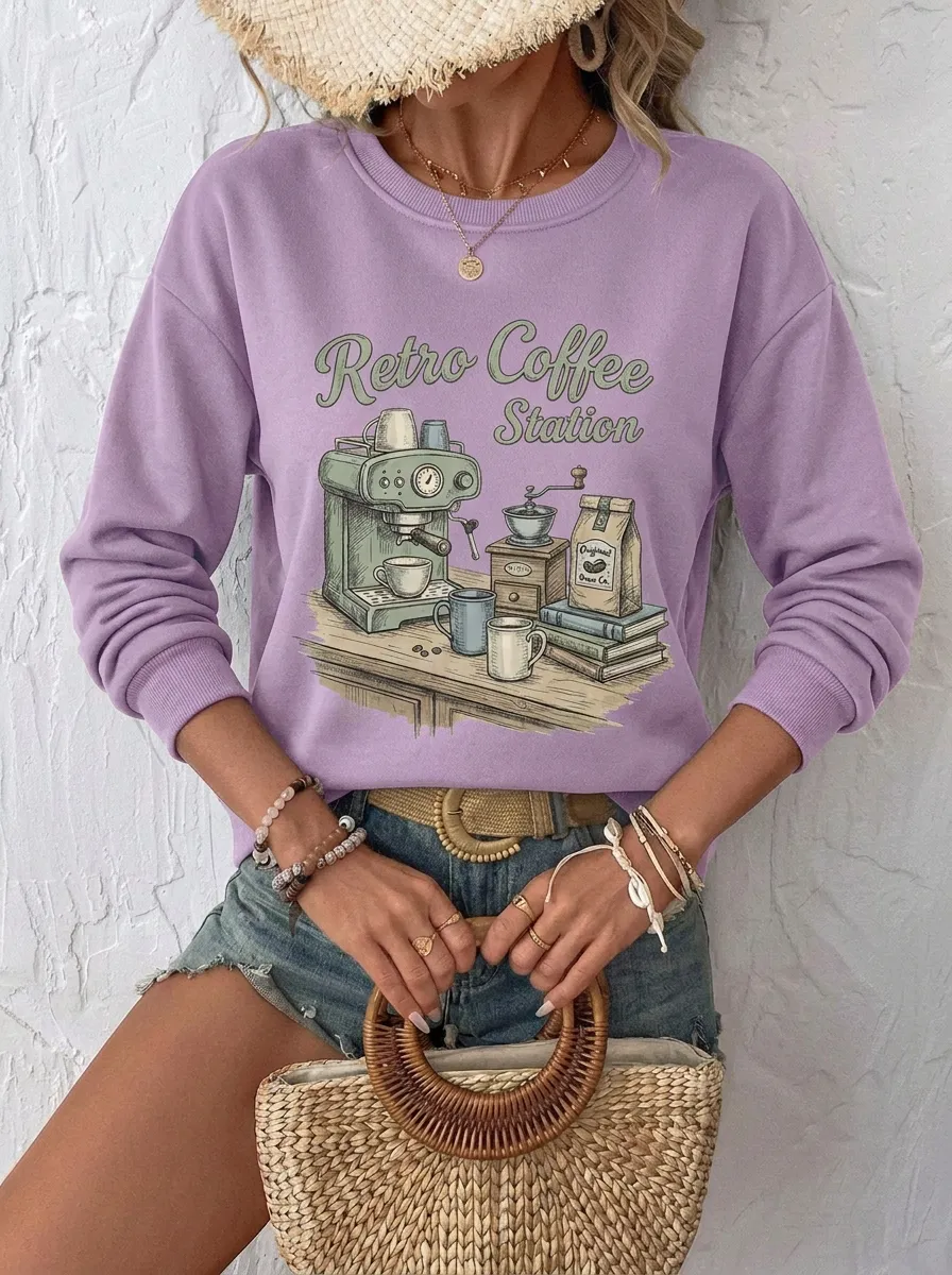 Women's Coffee Retro Coffee Station Graphic sweatshirt