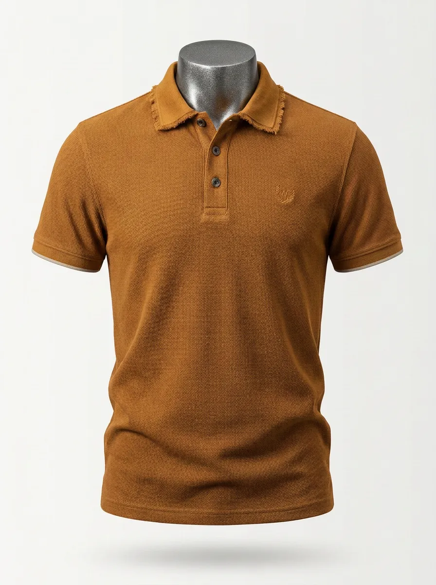 Waffle-Knit Embroidered-Detail Men's Polo Shirt