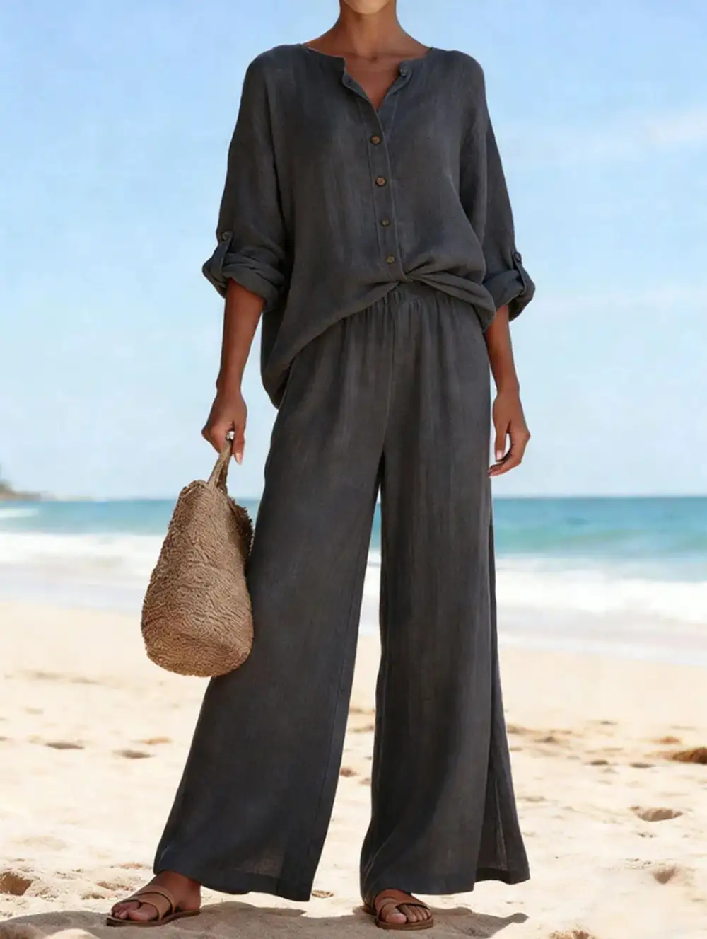 Wide-Leg Pants Set