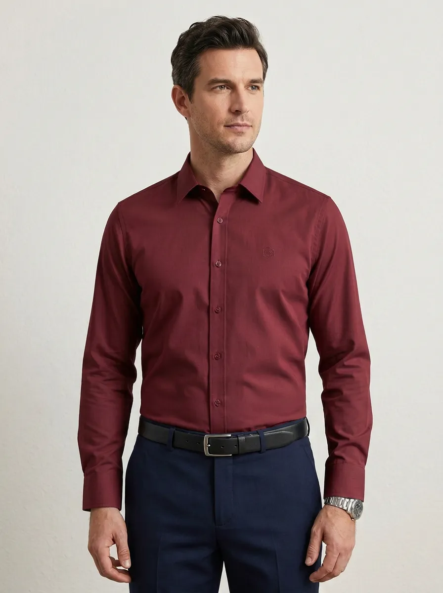 Men's Smart-Casual Non-Iron Cotton Geometric Printed Accent Shirt