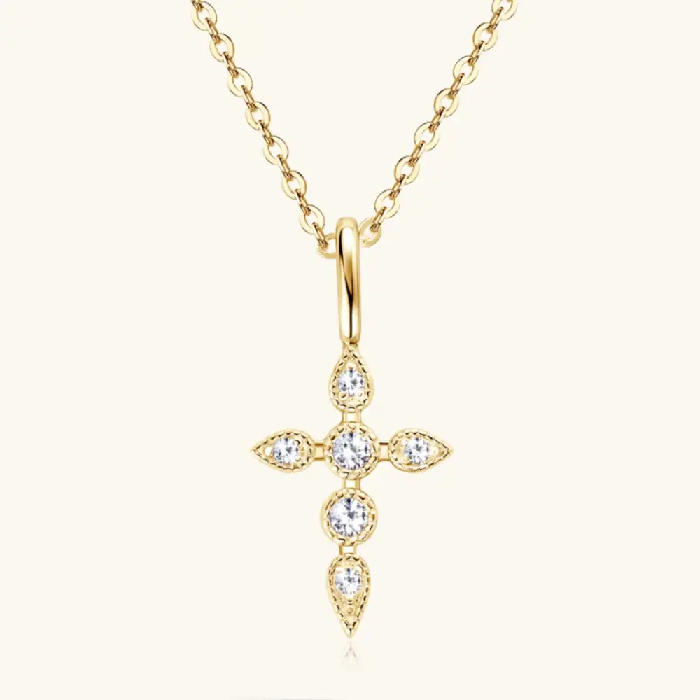 Sterling Silver Moissanite Cross Necklace