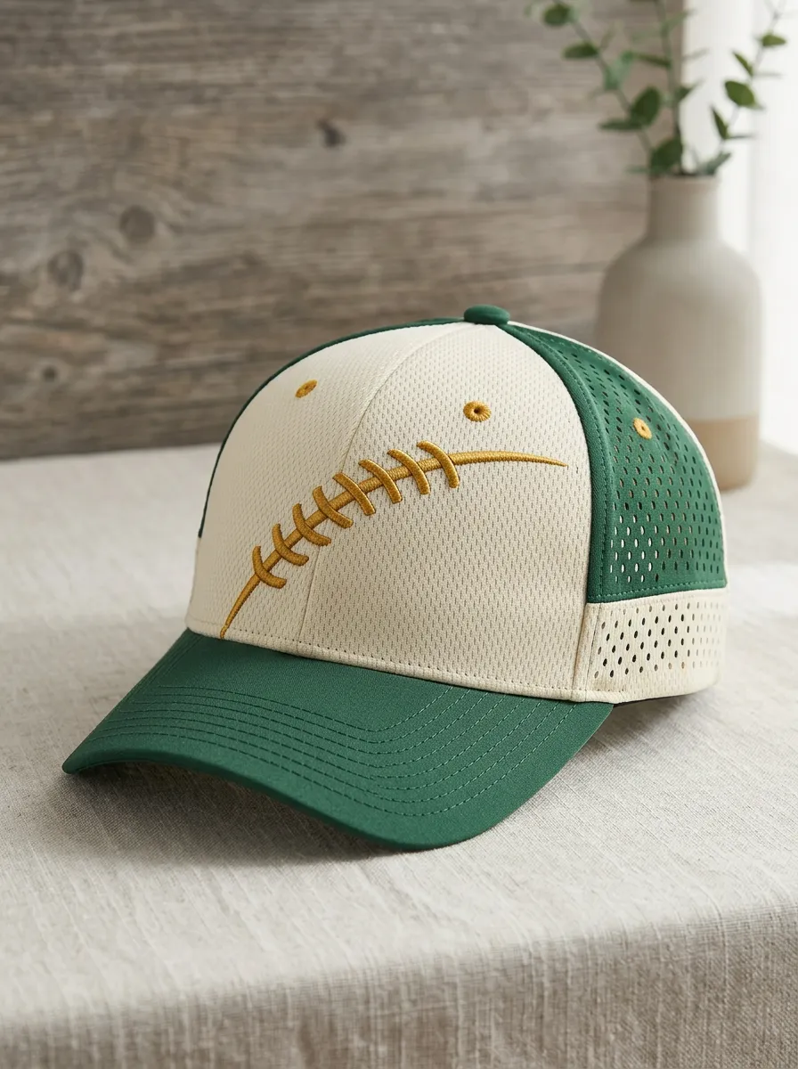 Men's Football Fan Gold Stitch Embroidered Mesh Baseball Cap