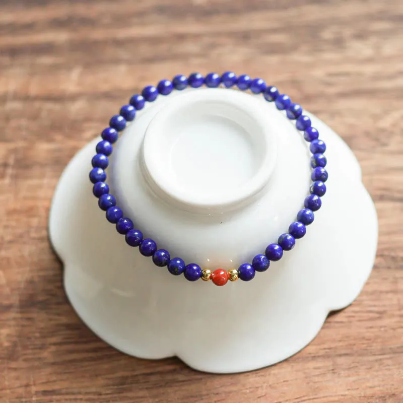 Small Lazurite Lapis Lazuli Cinnabar Ultra Thin Bracelet