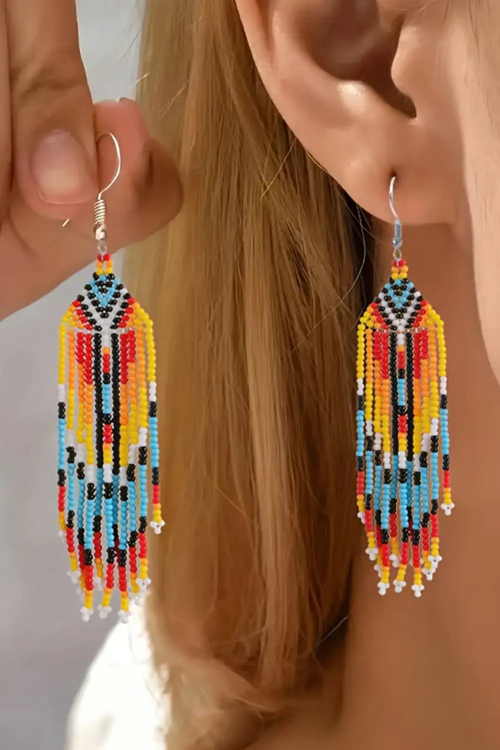 Beaded Western Tassel Earrings