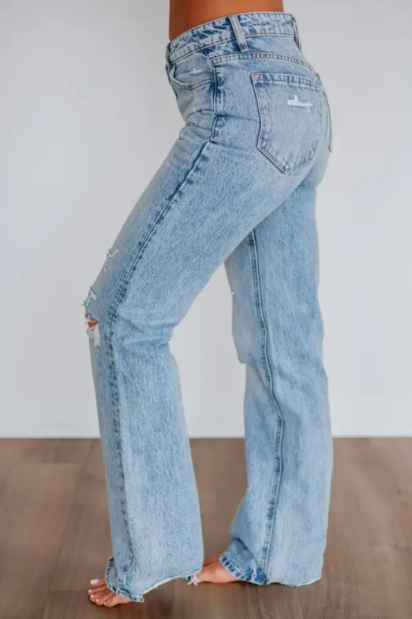 Women's High Rise Wide Leg Frayed Hem Jeans