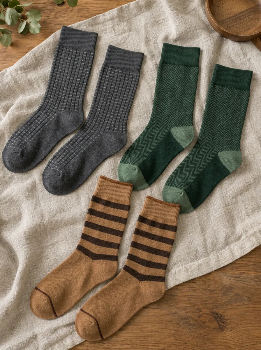 Men's Vintage Style Striped Herringbone Ribbed Printed Socks 3-Pack